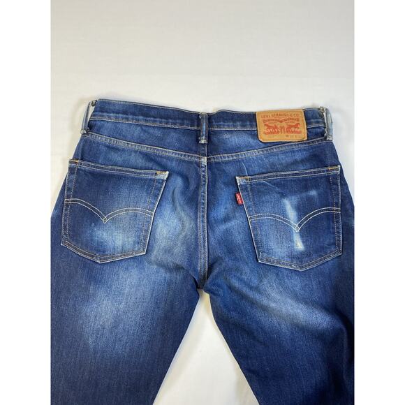 Levis 513 Jeans Mens Blue 32x29 Slim Straight Stretch Medium Wash Faded - Picture 5 of 10